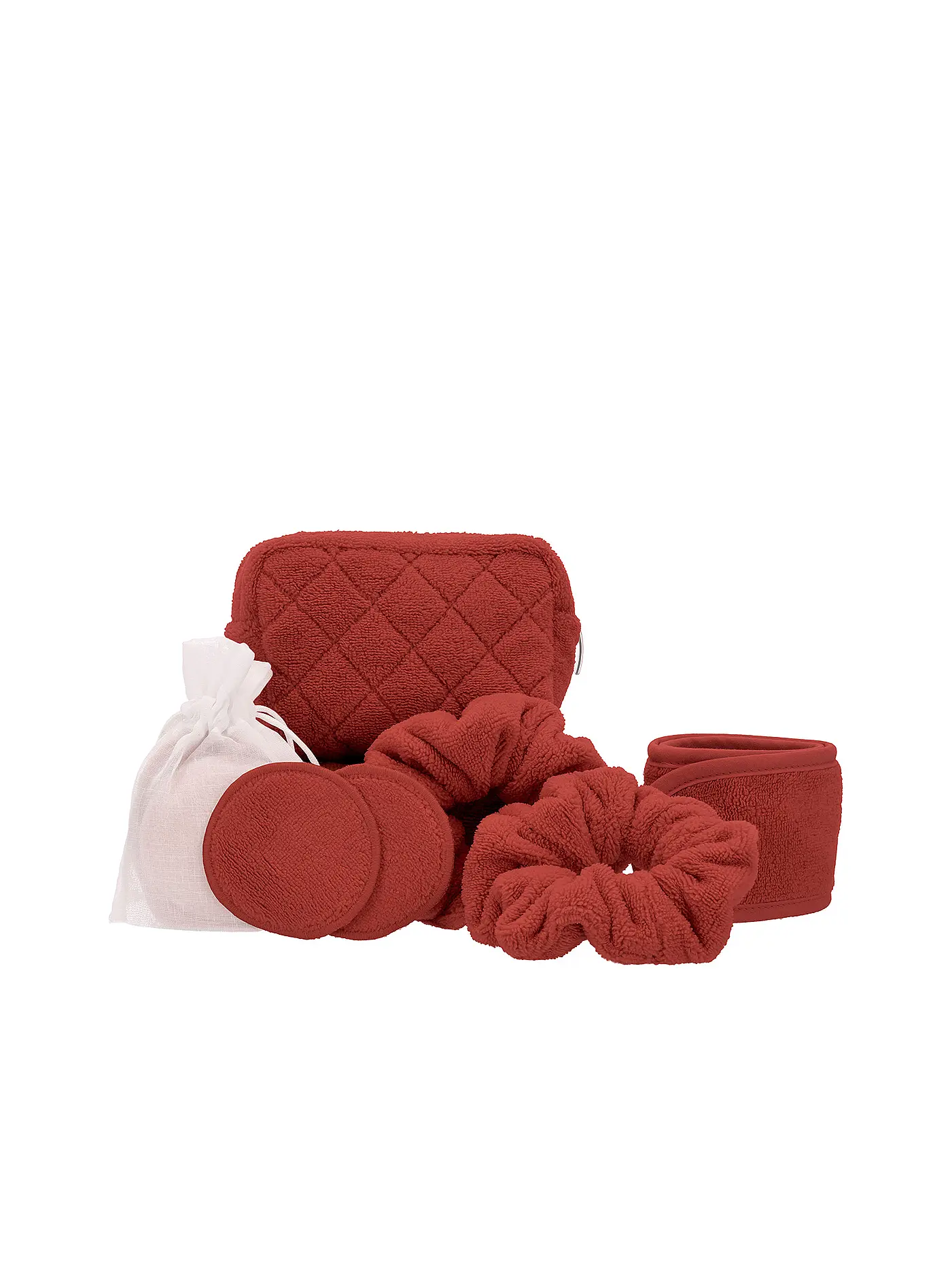 VOSSEN | Kosmetiktasche 11tlg. BEAUTY BAG Raw Sugar | dunkelrot